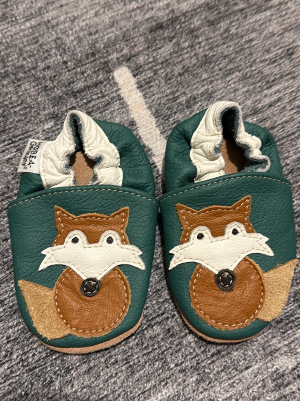 HOBEA Green Fox Leather Baby Shoes - Soft Sole Kids Slippers